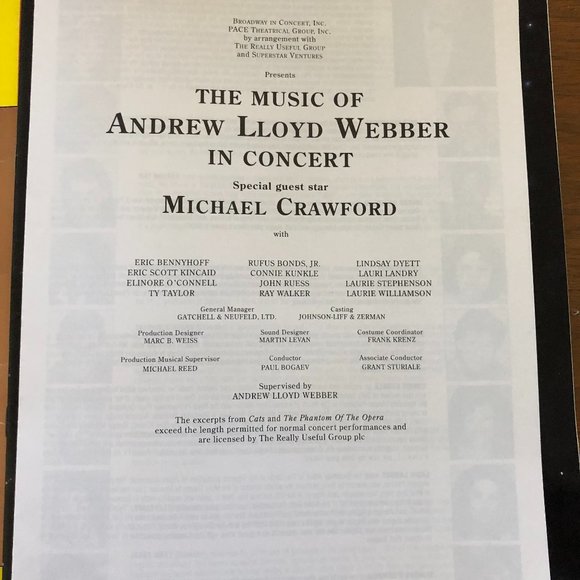 MICHAEL CRAWFORD 1992 SOUVENIR PROGRAM SIGNEDTHE MUSIC OF ANDREW LLOYD WEBBER - Picture 4 of 8